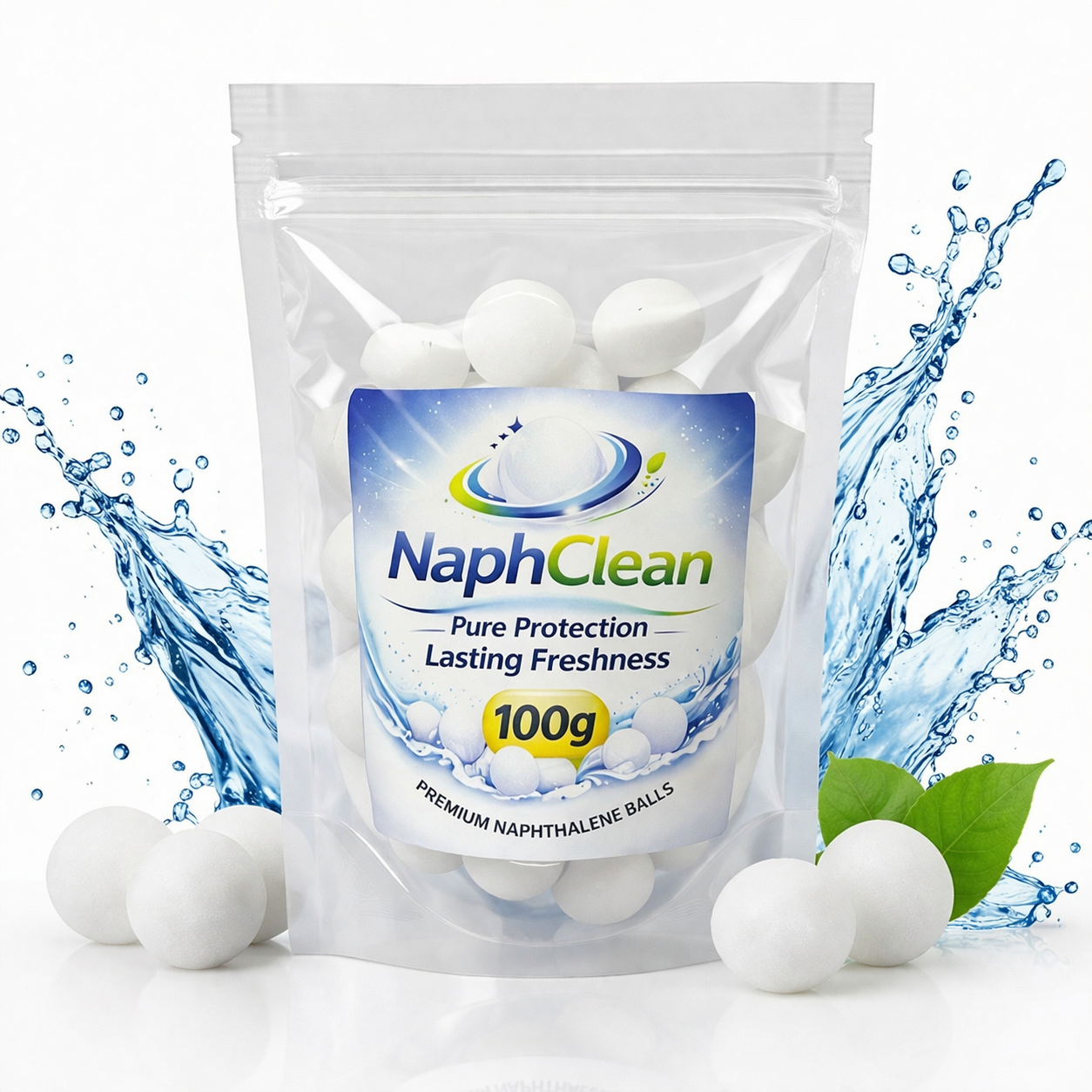 NaphClean Naphthalene Balls for Clothes | 100 Grams | Bathroom | Wardrobe | Moth, Protect Clothes | Insect Repellant | Ideal For Cupboards, Bookshelves And Toilets