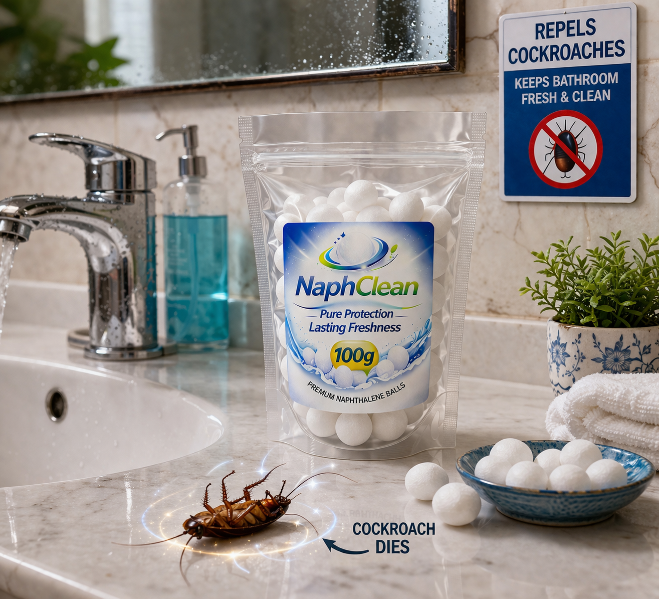 NaphClean Naphthalene Balls — 100g | Everyday Wardrobe Pest Control