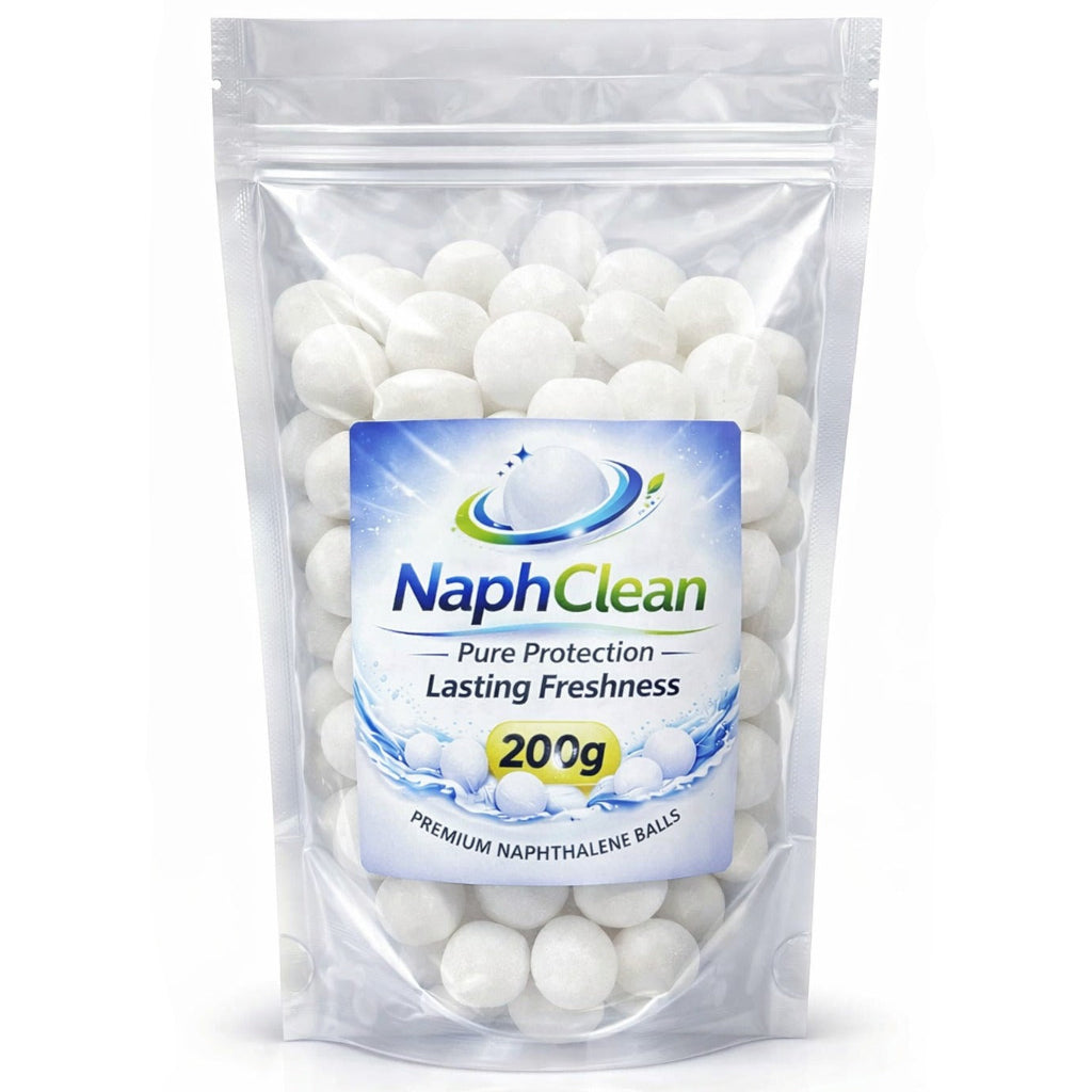 NaphClean Naphthalene Balls for Clothes | 200 Grams | Bathroom | Wardrobe | Moth, Protect Clothes | Insect Repellant | Ideal For Cupboards, Bookshelves And Toilets