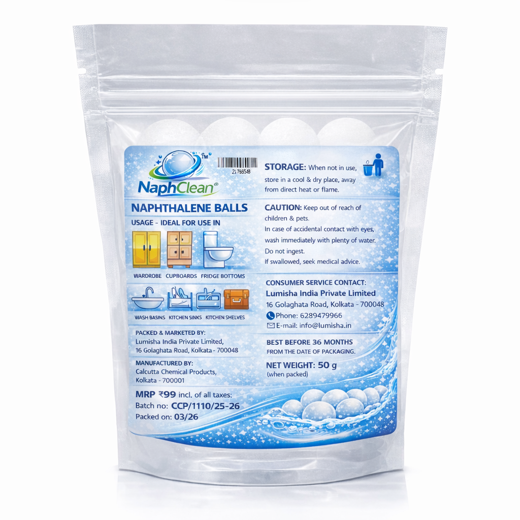 Naph Clean Naphthalene Balls for Clothes | 50 Grams | Bathroom | Wardrobe | Moth, Protect Clothes | Insect Repellant | Ideal For Cupboards, Bookshelves And Toilets