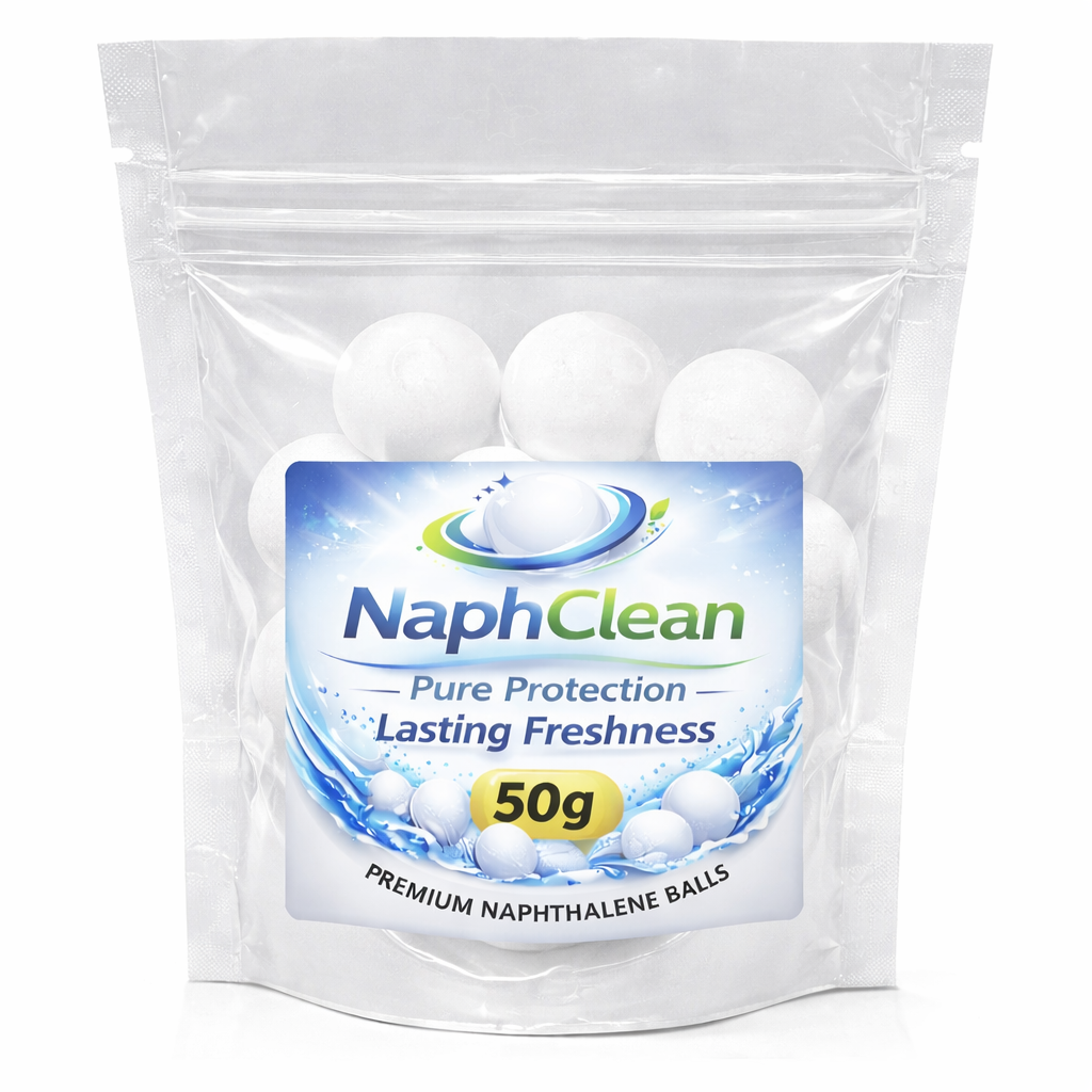 NaphClean Premium Naphthalene Balls — Classic White 50g